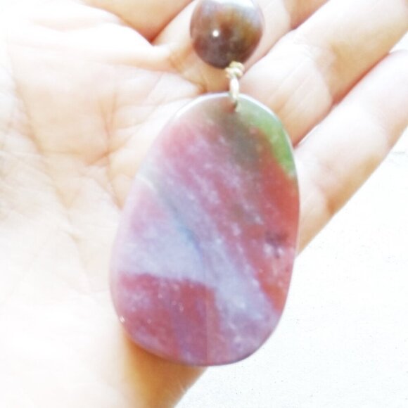 Guanyin ~ Mauve India Agate Amulet Necklace & Earring Set! Quan Yin Buddhism - Picture 11 of 13